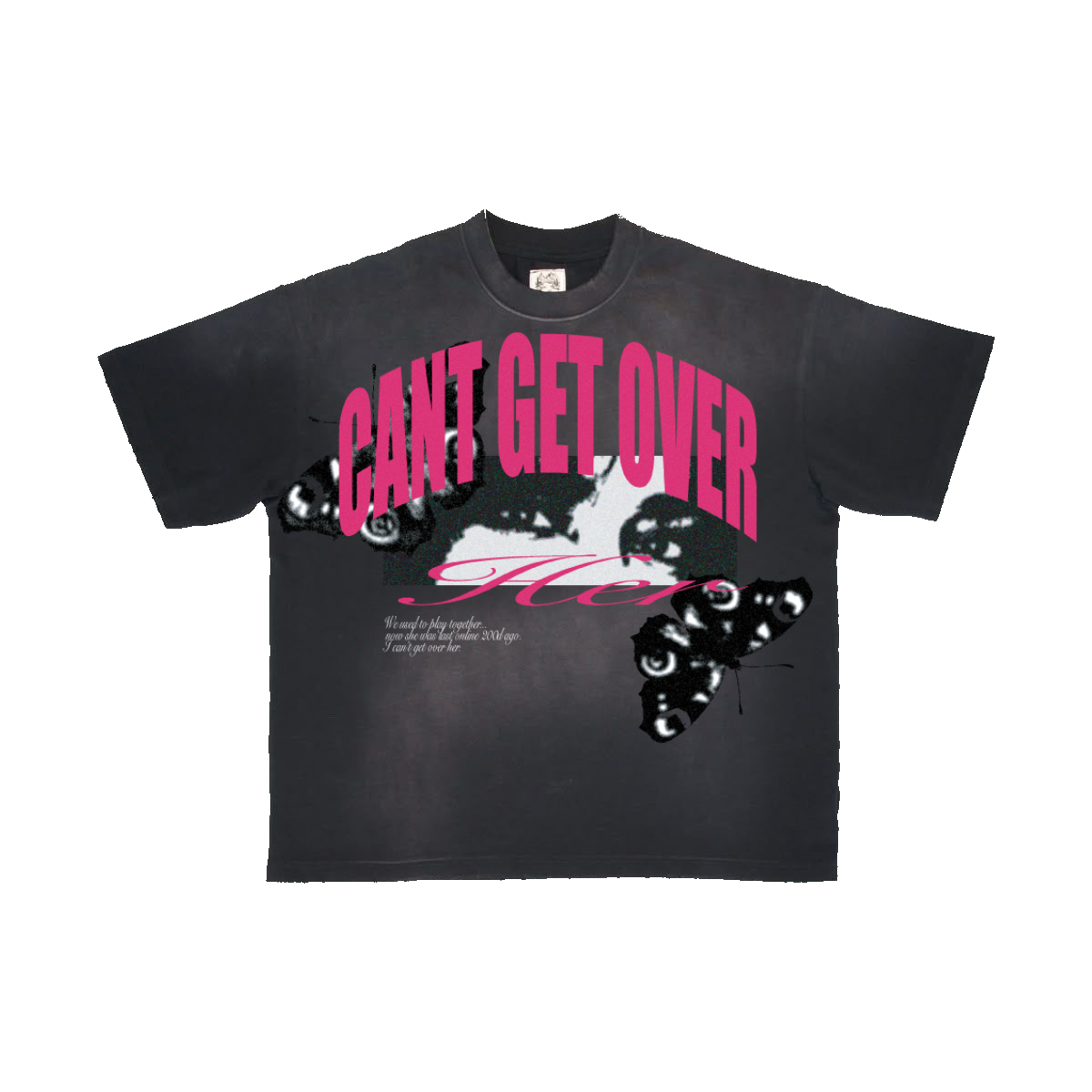 Can't Get Over Her Tee Noir — NHG × Abrusitax specialty edition washed black tee