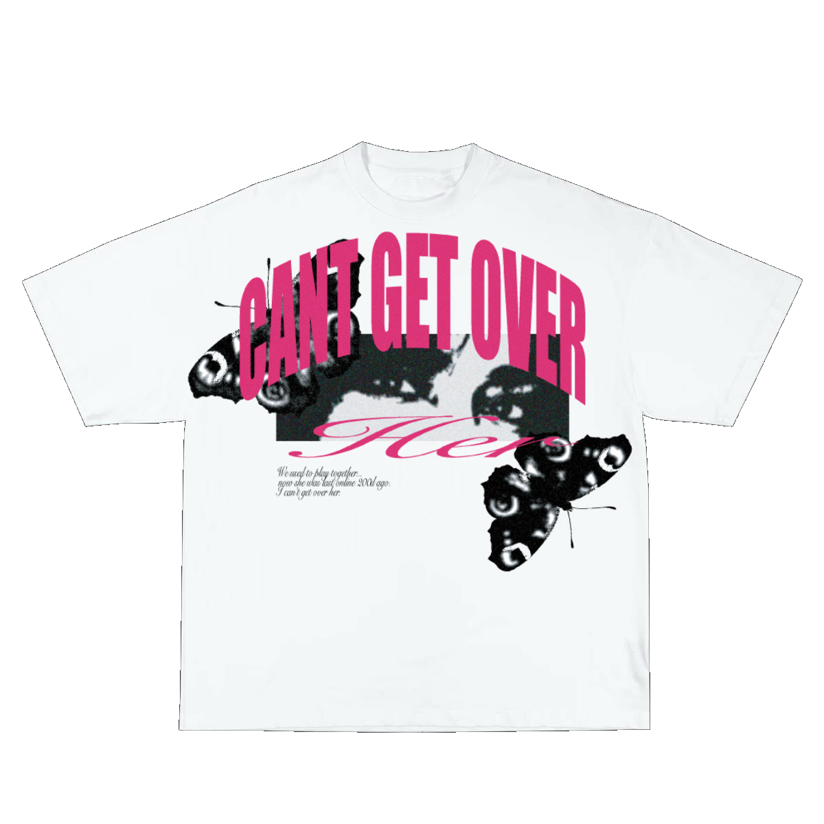 Can't Get Over Her Tee Blanc — NHG × Abrusitax specialty edition washed white tee